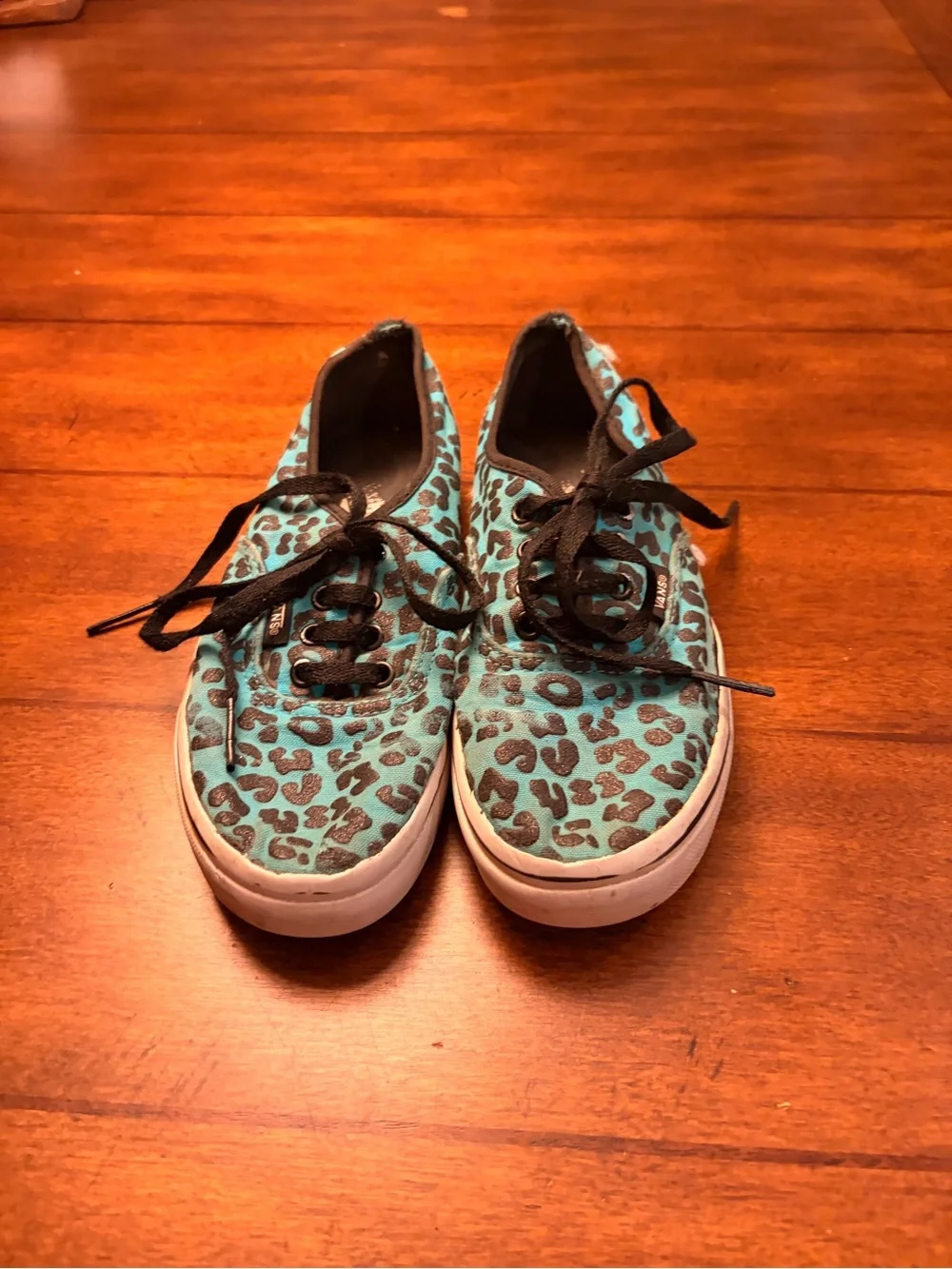 Vans Kids Teal Leopard Print Canvas Sneakers